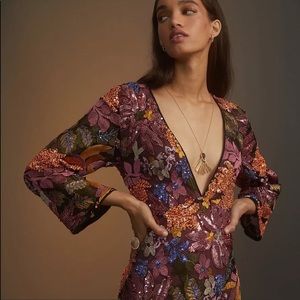 Anthropologie floral sequin mini